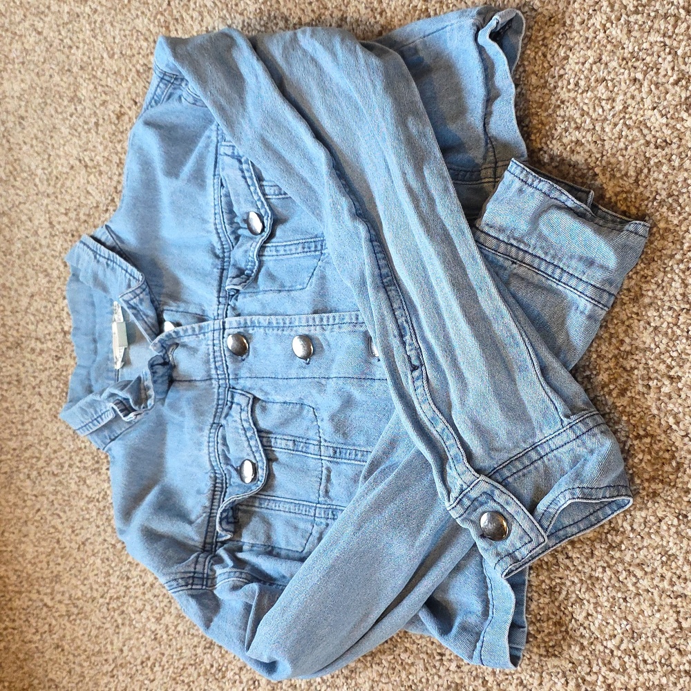 Girl's Cropped Jean Jacket - Size 12 - Light Blie